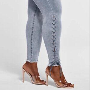 ✔️#91 NEW CURVY FIT SKINNY JEANS WITH LACE-UP DETAIL